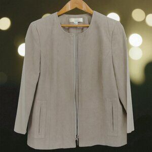 AlessaW Collection Taupe Faux Suede Zip Jacket (Size 10)